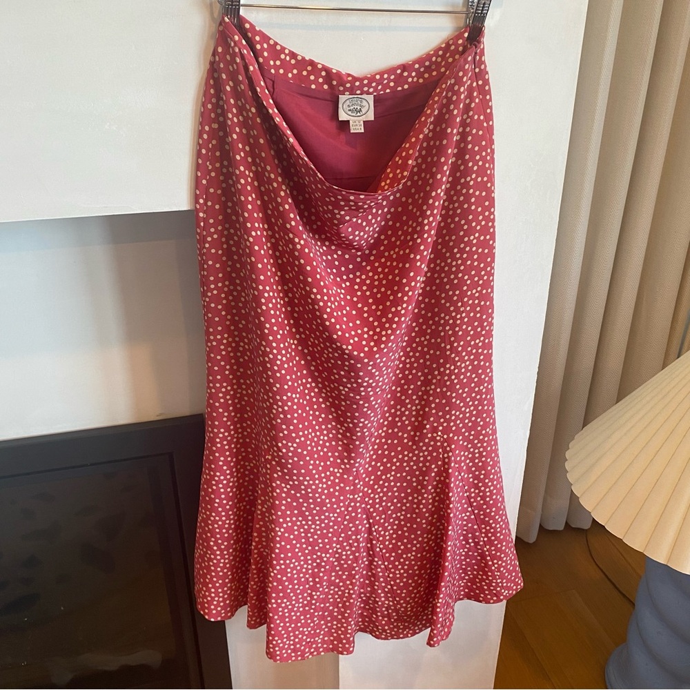 Laura Ashley Silk Red and Cream Polka Dot Skirt